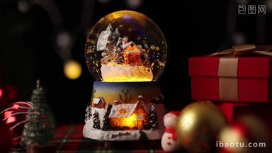 <strong>平安夜</strong>圣诞节日旋转的水晶球实拍4k